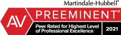 AV Martindale-Hubbell AV Preeminent Peer Rated for Highest Professional Excellence 2021