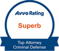 AVVO rating superb top attorney criminal defense badge